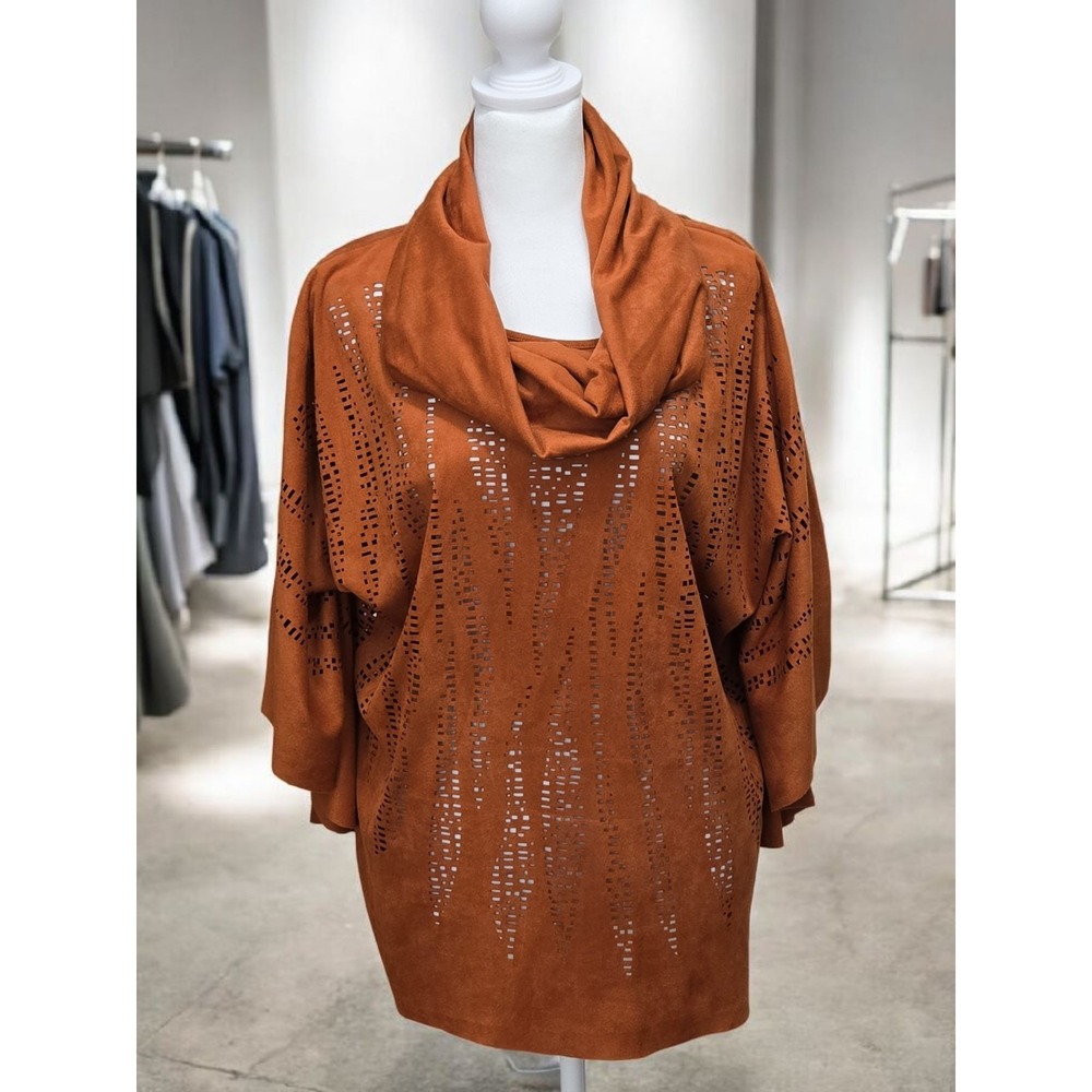 Multiples Removable Cowl Neck Poncho Orange Women's‎ Size L